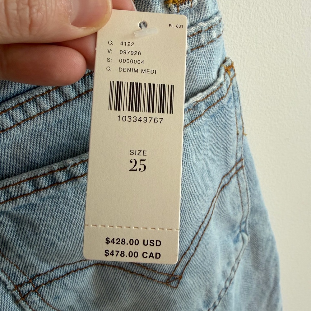 Aligrace 90s High Rise Wide Leg Jeans Size Light/medium Size 25 NWT Anthro brand - Picture 11 of 16